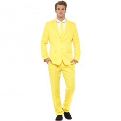 Pestrobarevný pánský oblek - žlutá barva