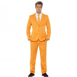 Pestrobarevný pánský oblek - barva oranžová