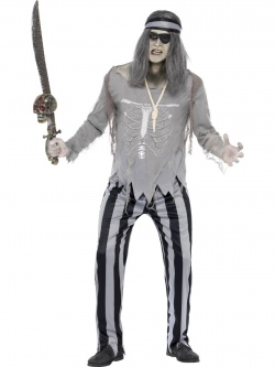 Kostým Zombie pirát šedý